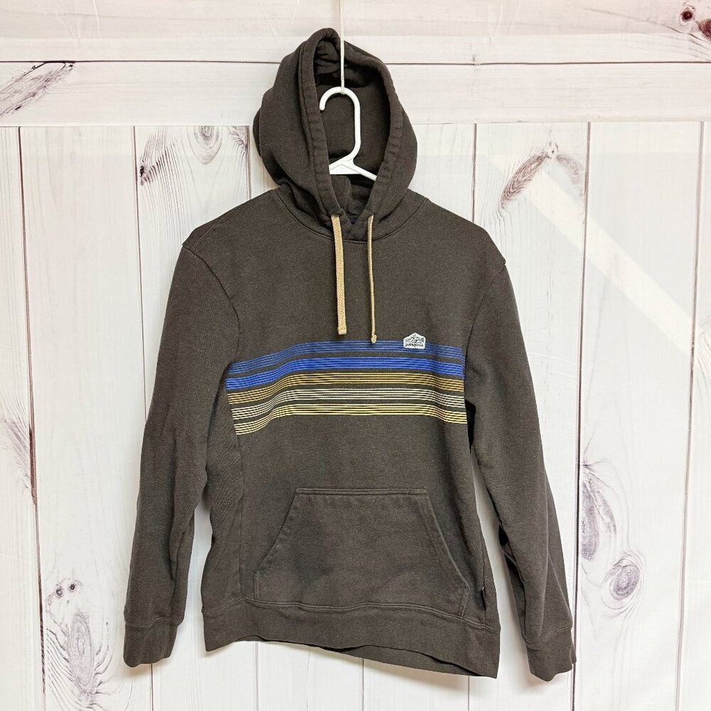 Patagonia Women’s Line Logo Ridge Stripe Uprisal Hoodie Medium Brown GUC